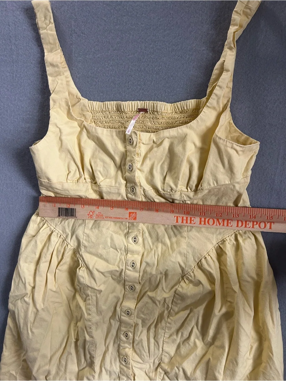 Free People Astrid Oxford Mini Dress Square Neck Butter Yellow Large